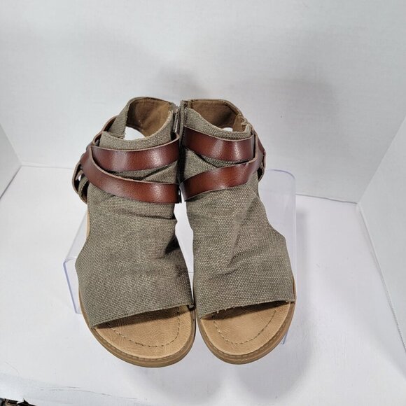 Blowfish Womens 8 Malibu Balla Canvas Micro Wedgepen Toe Gladiator Sandals - Picture 8 of 11